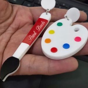 Earrings Acrylic Women’s Paint Brush & Pallet!